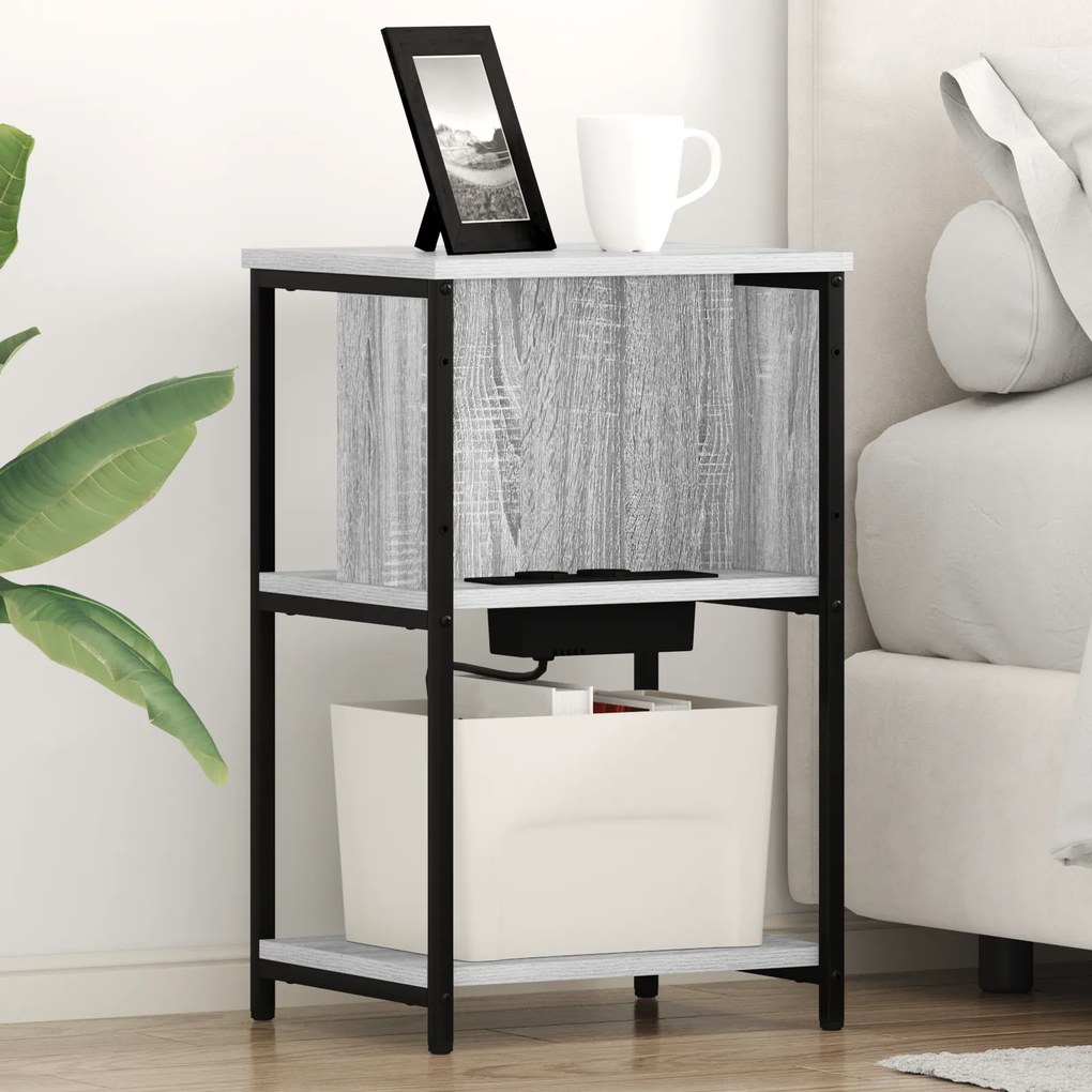 vidaXL Κομοδίνο Γκρι sonoma 38 x 31 x 61 εκ Επεξεργασμένο ξύλο