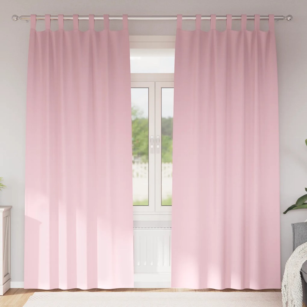 vidaXL Κουρτίνες 2 pcs Μωρουδίστικο Ροζ 245 x 140 εκ. Πολυεστέρας