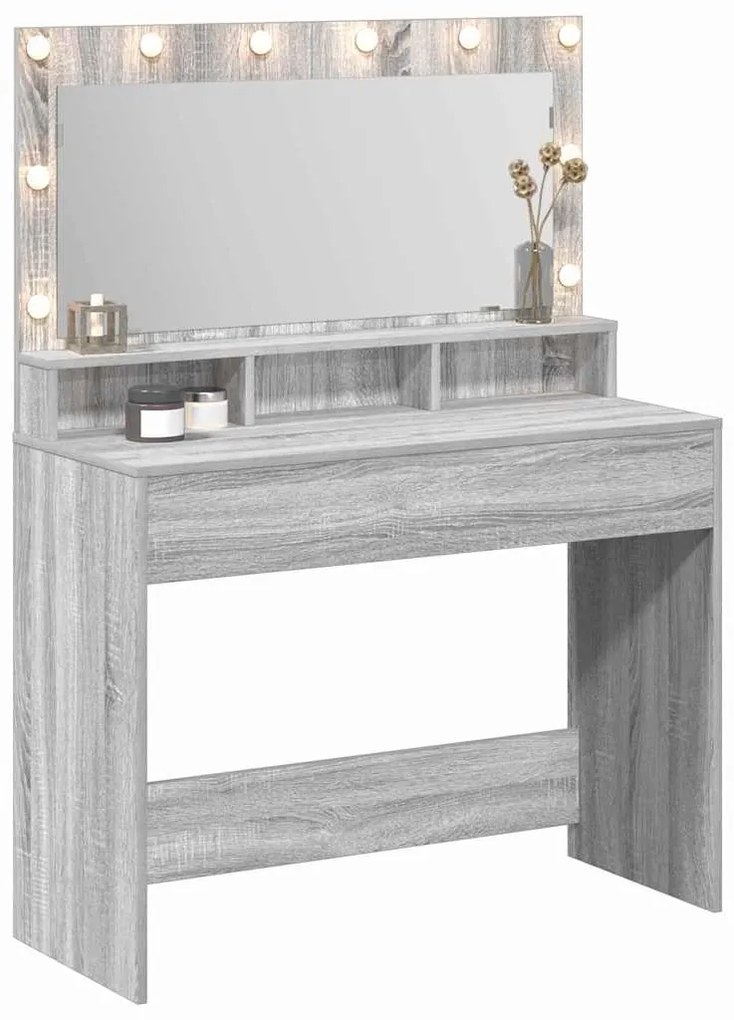vidaXL Τραπέζι Μακιγιάζ με ράφι Γκρι sonoma 100 x 41 x 135 εκ.