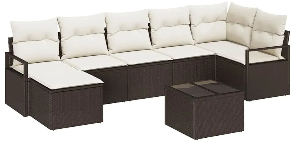 vidaXL Σετ Καναπέ Κήπου 8 pcs Καφέ Πολυ ράταν
