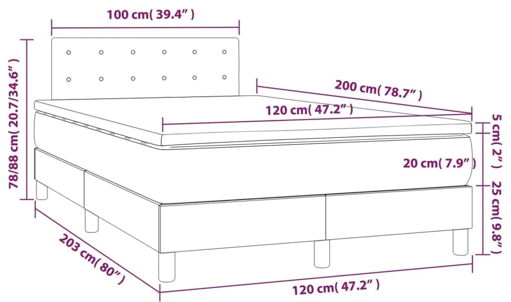 vidaXL Κρεβάτι Boxspring με Στρώμα Καπουτσίνο 120x200εκ.από Συνθ.Δέρμα