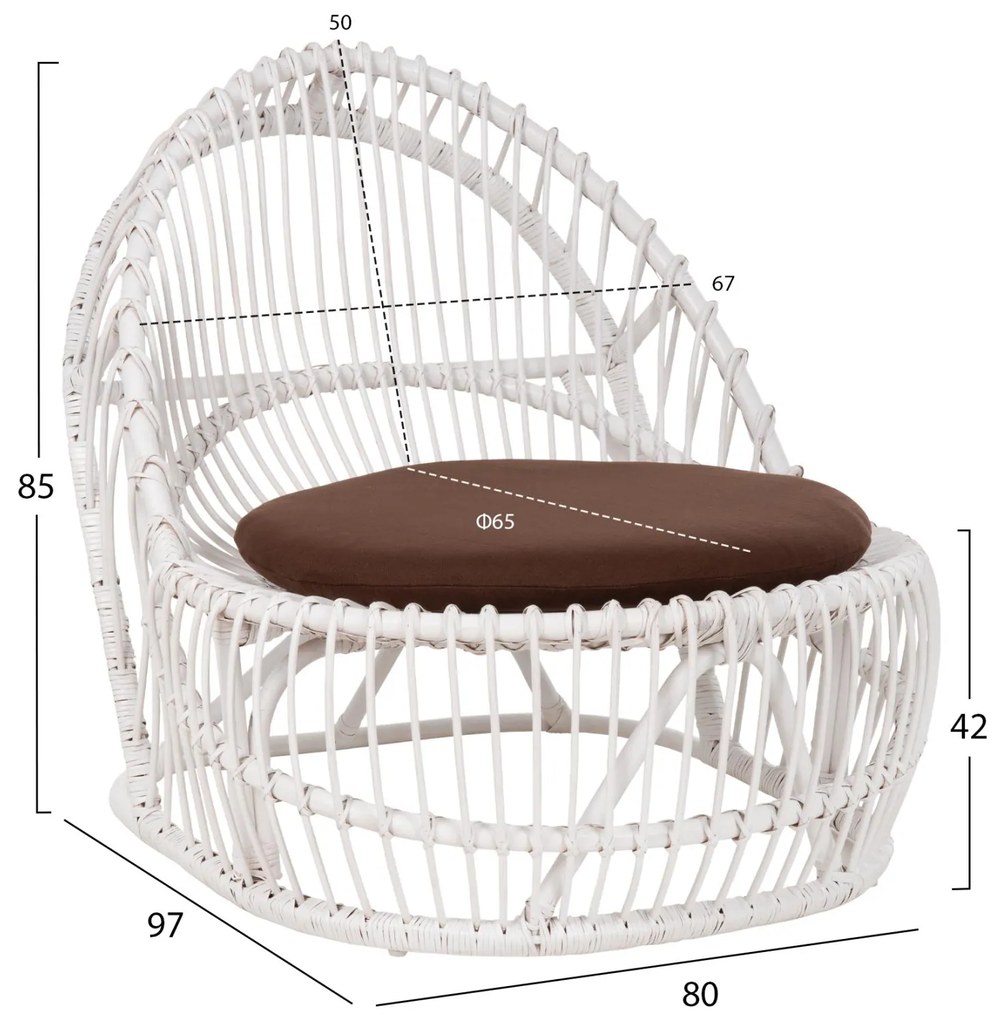 Καρέκλα - Πολυθρόνα ENTROPY C9840.02 Φυσικό Rattan με Καφέ Μαξιλάρι 80x97x85Υεκ. 80x97x85 εκ.
