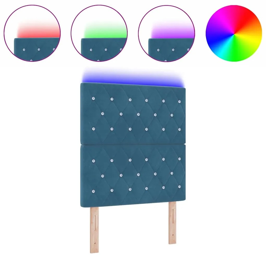 vidaXL LED κεφαλάρι με φώτα λωρίδας LED Σκούρο Μπλε 80 cm Πολυεστέρας