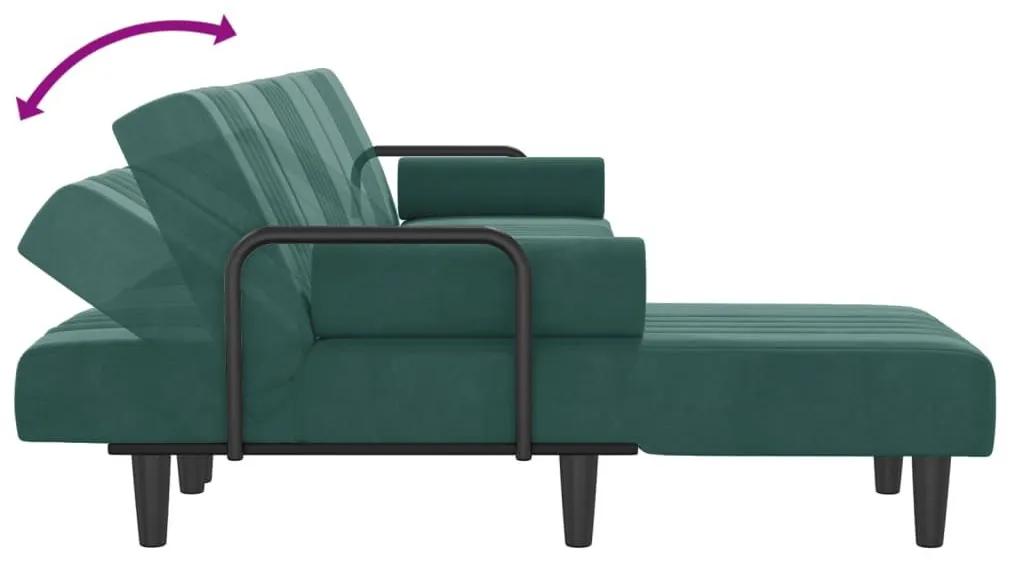 Καναπές Κρεβάτι Γωνιακός Σκ. Πράσινο 260x140x70 εκ. Βελούδινος - Πράσινο