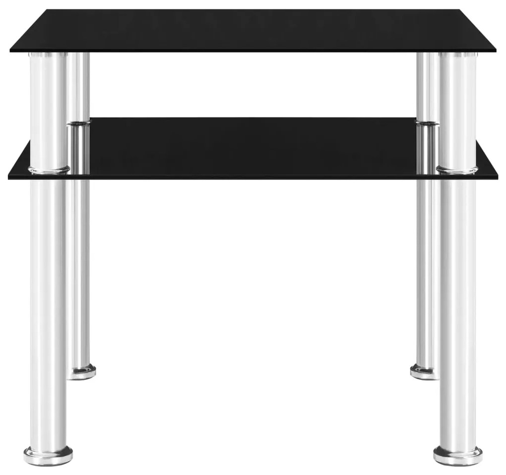 vidaXL Τραπέζι Βοηθητικό Μαύρο 45 x 50 x 45 εκ. από Ψημένο Γυαλί