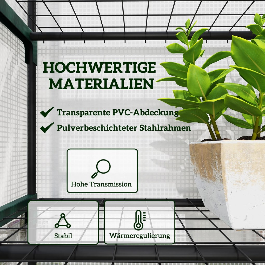 Outsunny Μίνι Θερμοκήπιο για Λουλούδια ή Λαχανικά, Ατσάλι, Πλαστικό, 69L x 49W x 193H cm, Λευκό