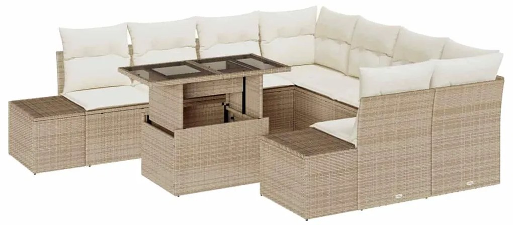vidaXL Σετ Καναπέ Κήπου 9 pcs μπεζ και κρεμ 100 x 55 x 73 εκ