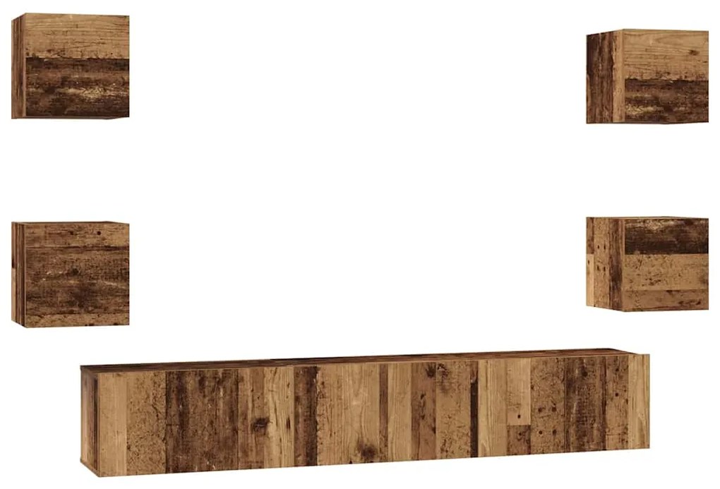 vidaXL Σετ επίπλου τηλεόρασης 7 pcs Παλιό Ξύλο Επεξεργασμένο ξύλο
