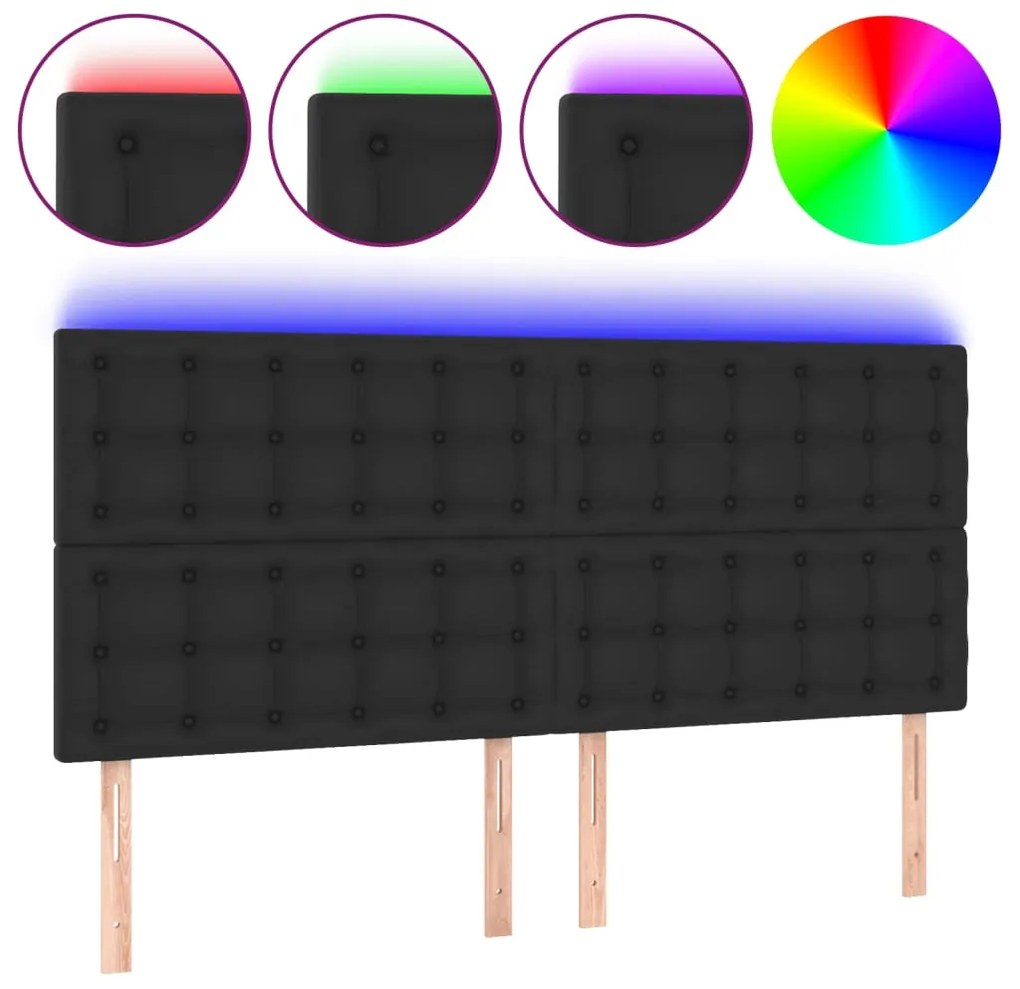vidaXL Κεφαλάρι Κρεβατιού LED Μαύρο 200x5x118/128 εκ