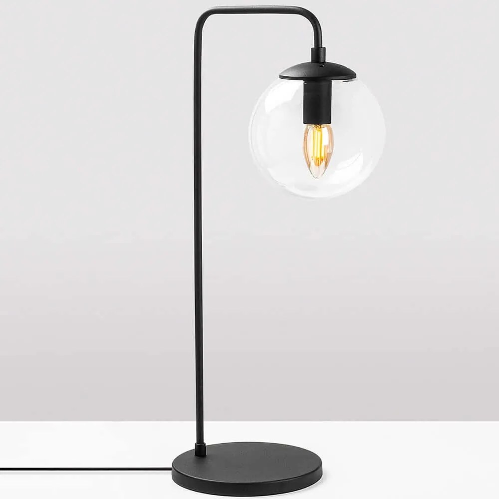 Φωτιστικό Επιτραπέζιο Viran 942FLG1343 17x25x55cm E14 40W Black-Clear Opviq