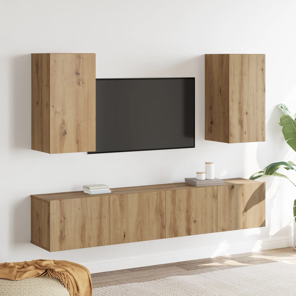 vidaXL Σετ επίπλου τηλεόρασης 4 pcs artisan δρυς Μέγεθος: Μεσαίο