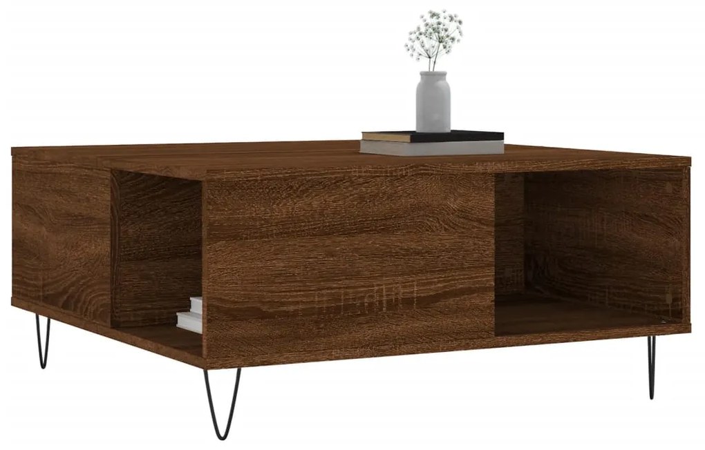 vidaXL Τραπεζάκι Σαλονιού Καφέ Δρυς 80x80x36,5 εκ. Επεξεργασμένο Ξύλο