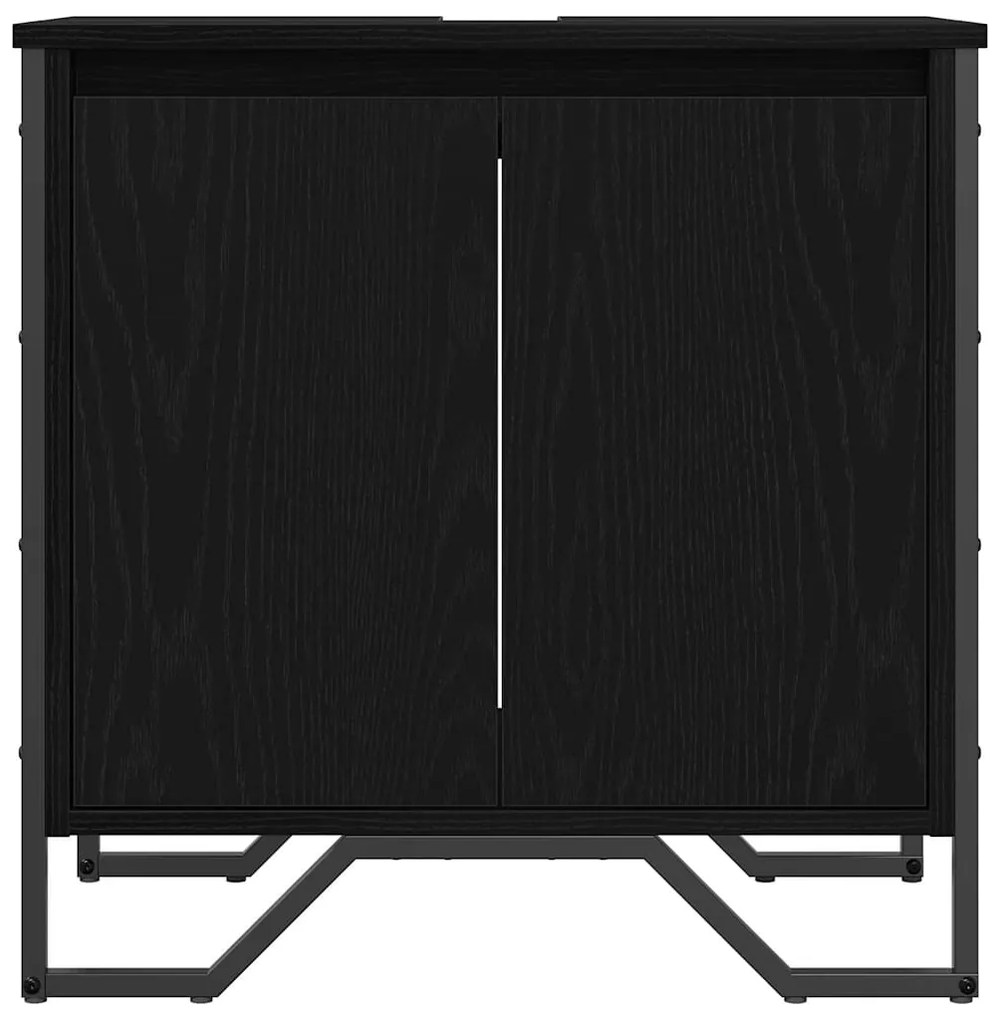 vidaXL Ντουλάπα Νιπτήρα Mπάνιου με πόρτα Μαύρη Οξυά 60 x 35 x 60 εκ.