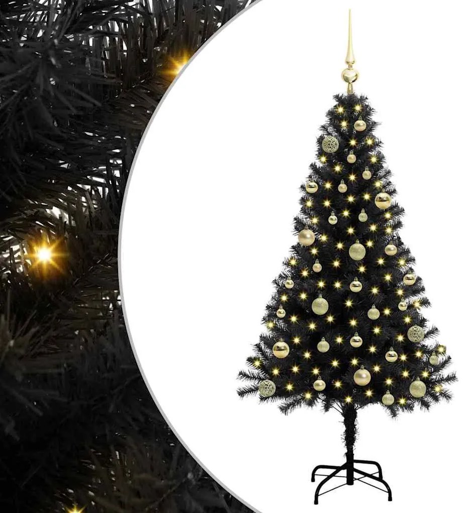 vidaXL Χριστουγεννιάτικο Δέντρο με 150 LED με βάση Μαύρο 150 cm PVC