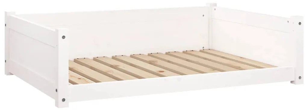 vidaXL Κρεβάτι Σκύλου Λευκό 95,5 x 65,5 x 28 εκ. από Μασίφ Ξύλο Πεύκου