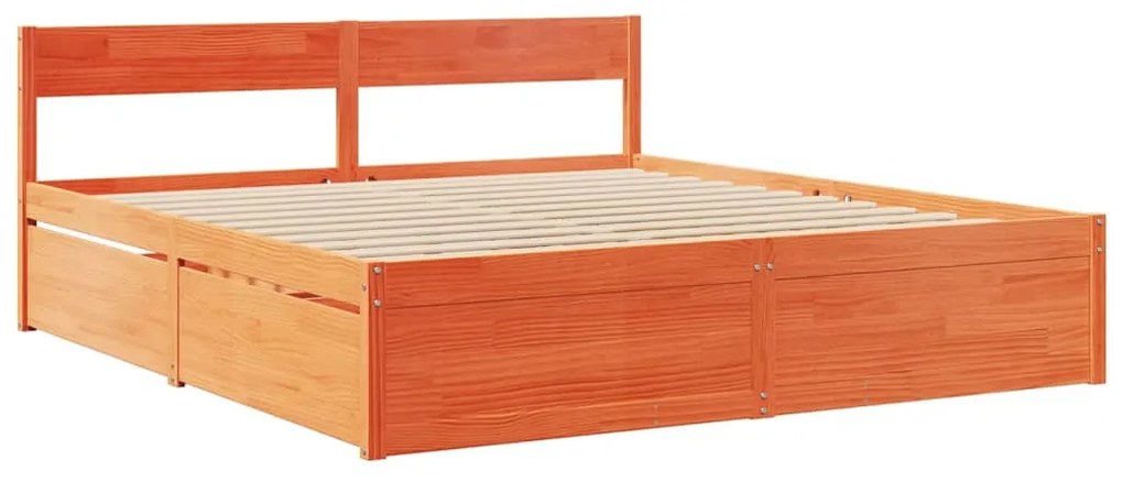 vidaXL Σκελετός Κρεβ. Χωρίς Στρώμα Καφέ Κεριού 200x200 εκ Μασίφ Πεύκο