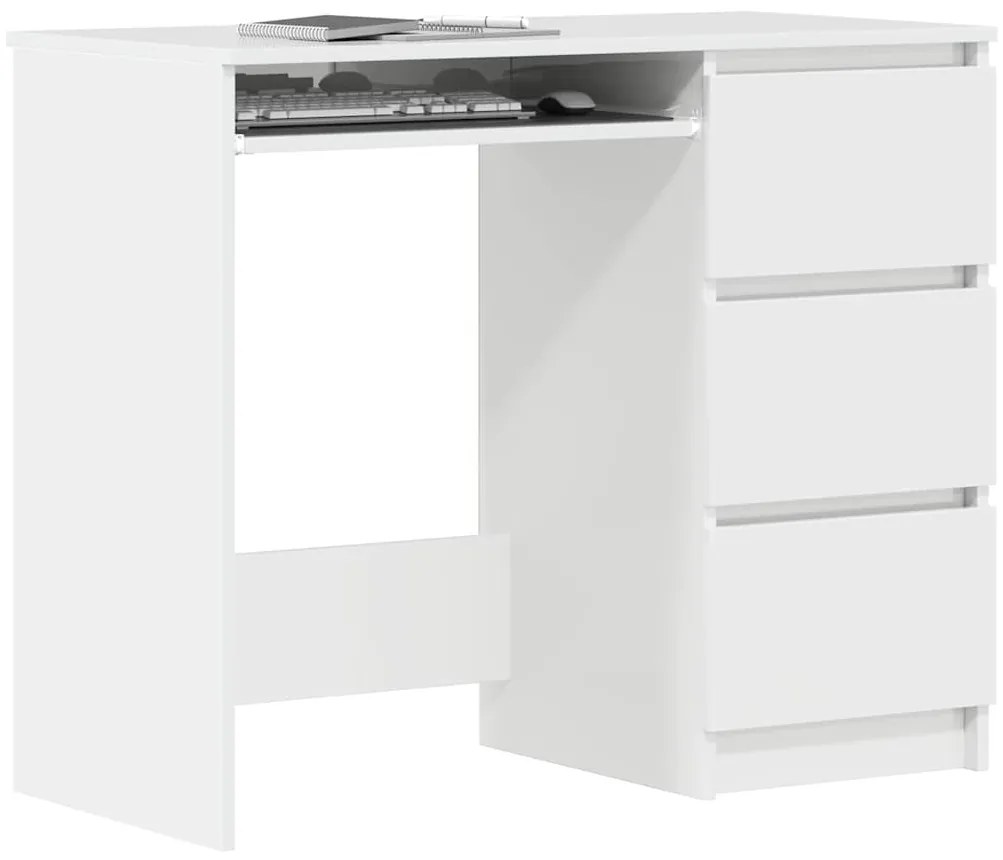 vidaXL Γραφείο Γυαλιστερό Λευκό 90 x 45 x 76 εκ. από Επεξ. Ξύλο