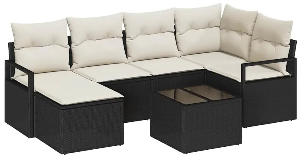 vidaXL Σετ Καναπέ Κήπου 7 pcs Μαύρο Πολυ ράταν