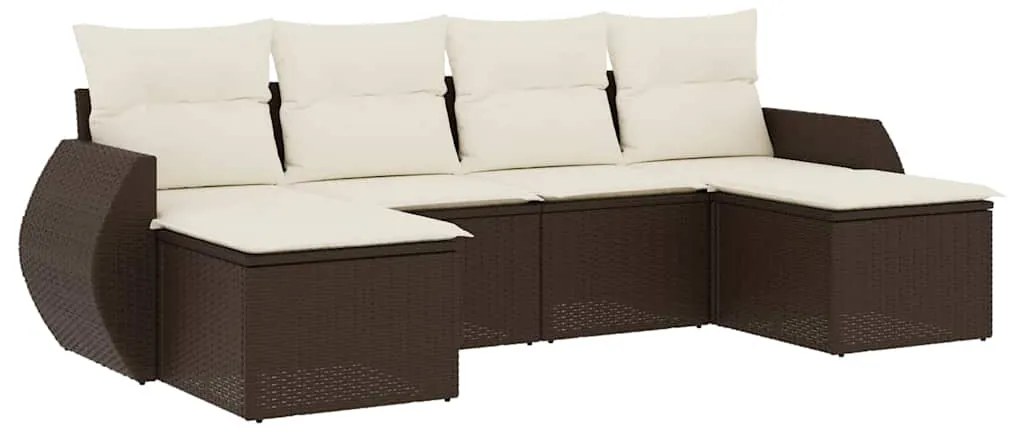 vidaXL Σαλόνι Κήπου Σετ 6 Τεμαχίων Καφέ Συνθετικό Ρατάν με Μαξιλάρια