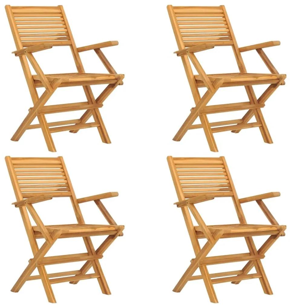 Καρέκλες Κήπου Πτυσσόμενες 4 τεμ. 55x62x90 εκ. Μασίφ Ξύλο Teak - Καφέ
