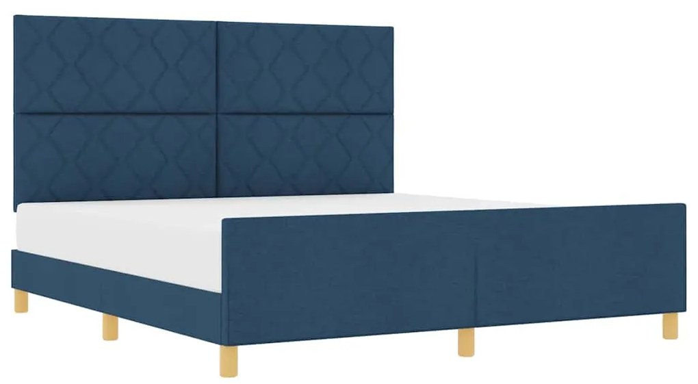 vidaXL Σκελετός Κρεβατιού με κεφαλάρι Μπλε 180 x 200 cm ύφασμα