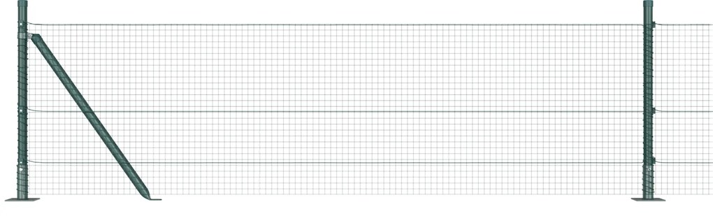vidaXL Welded Wire Fence με 13 πλάγιους πόλους Πράσινο 0.4x50 μ Χάλυβας