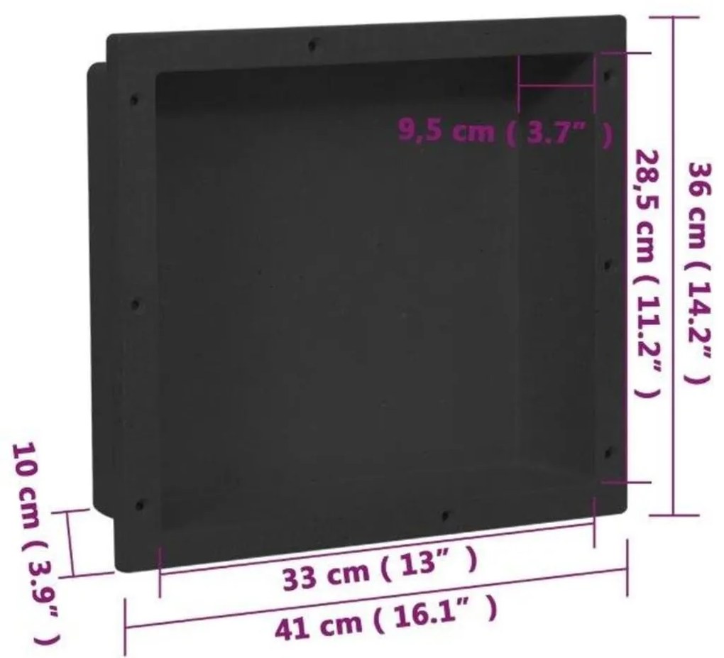 Ράφι Ντουζιέρας Μαύρο Ματ 41 x 36 x 10 εκ. - Μαύρο