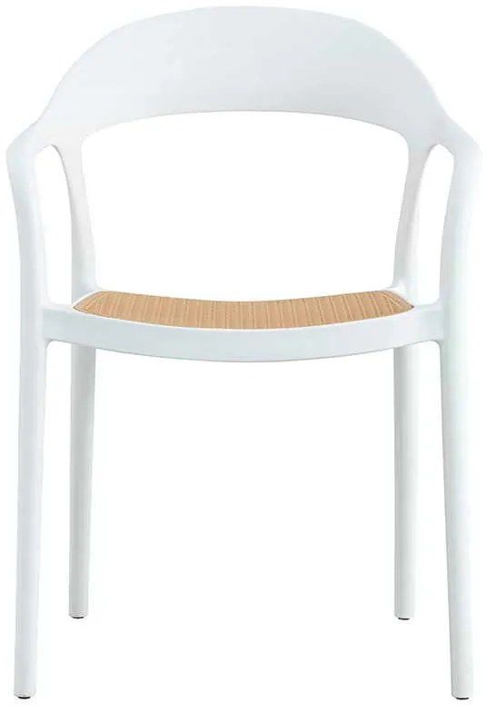 Πολυθρόνα Ember pakoworld με UV protection PP μπεζ- λευκό 52.5x56.5x81εκ.