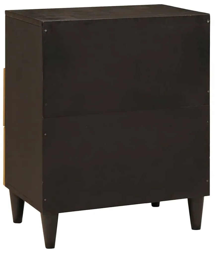vidaXL Κομοδίνο Μαύρο και Χρυσό 50 x 33 x 60 εκ Μασίφ ξύλο μάνγκο