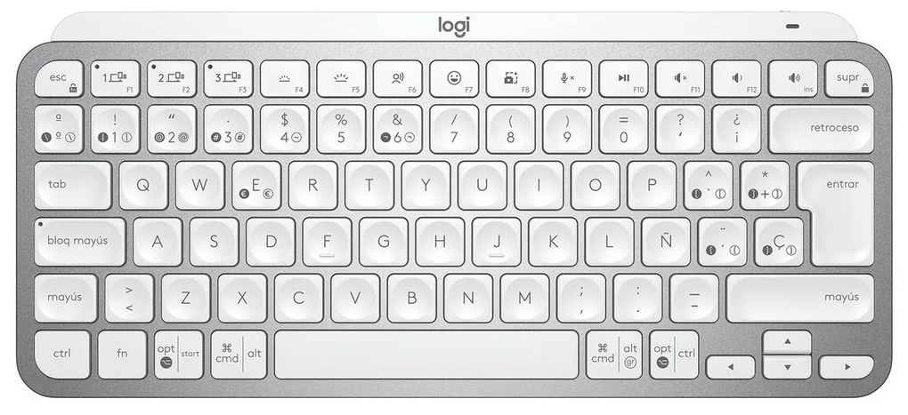 Πληκτρολόγιο Logitech MX Keys Mini Γκρι Ασημί Ισπανικό Qwerty QWERTY