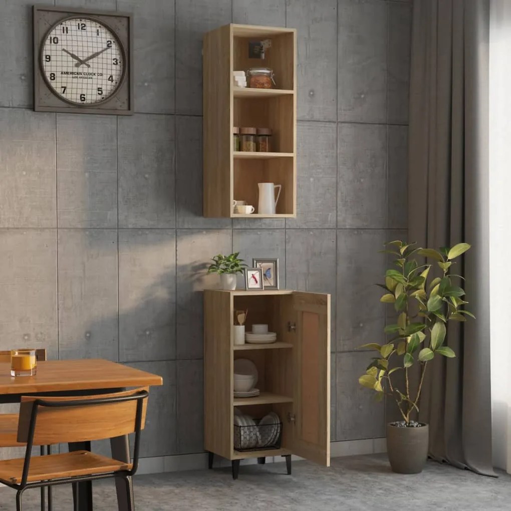 vidaXL Μπουφές Sonoma δρυς 34,5 x 34 x 180 εκ. από Επεξεργασμένο Ξύλο
