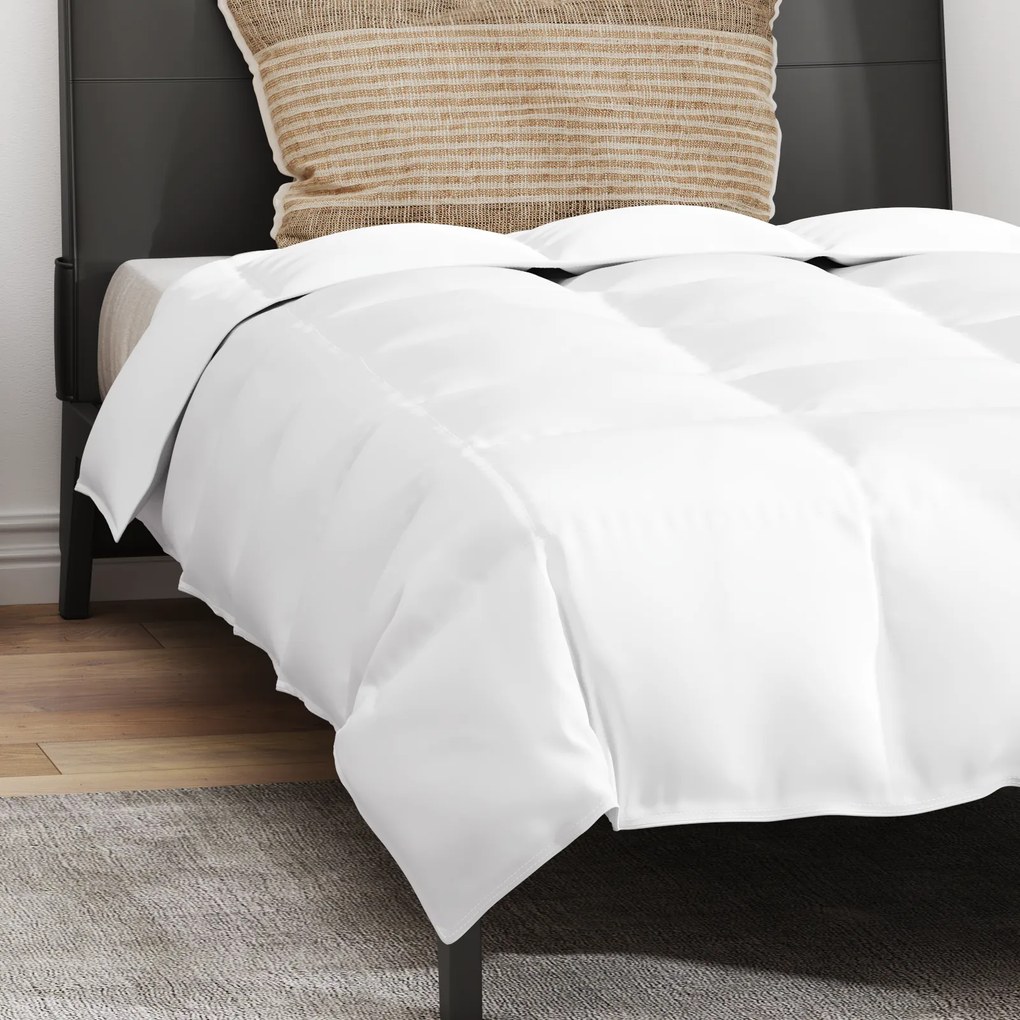 vidaXL Πάπλωμα με μαξιλάρι 2 pcs Λευκό 155 x 220 cm Πούπουλο