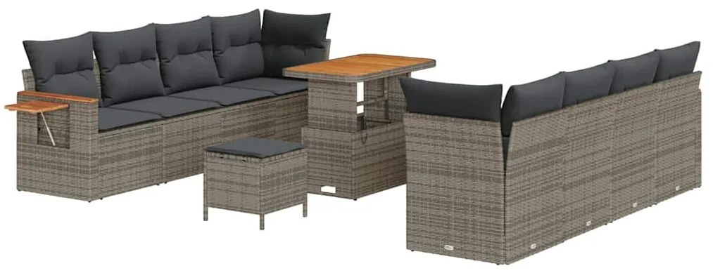 vidaXL Σετ Καναπέ Κήπου με μαξιλάρι 11 pcs Γκρι 90 x 55 x 71 cm