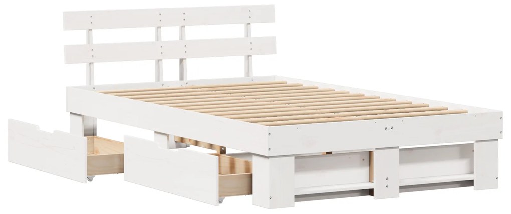 vidaXL Σκελετός Κρεβατιού Λευκό 140 x 190 cm Συμπαγές ξύλο πεύκου