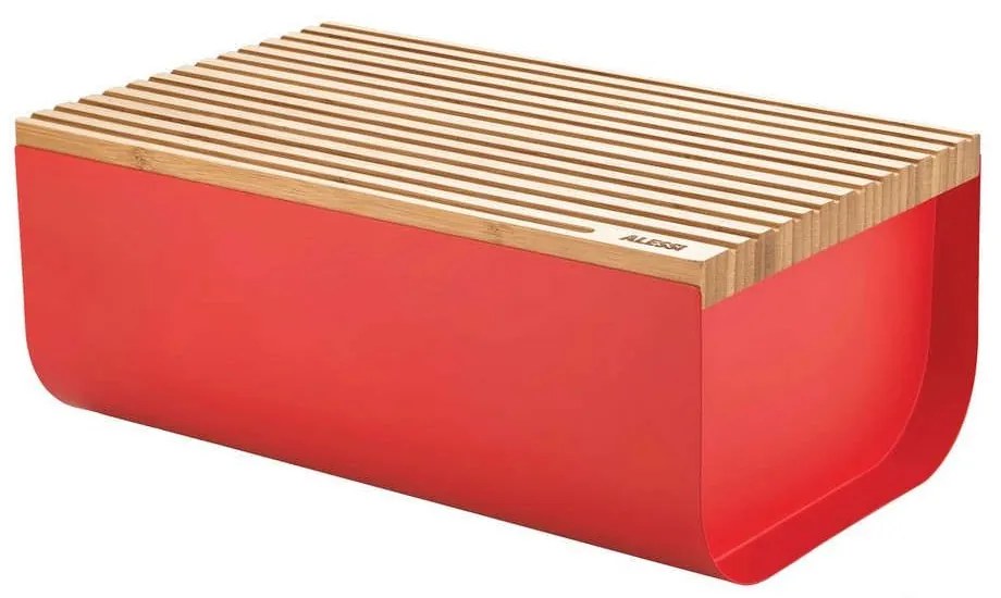 Ψωμιέρα Mattina BG03 R 34x21x14cm Red Alessi Ατσάλι,Bamboo
