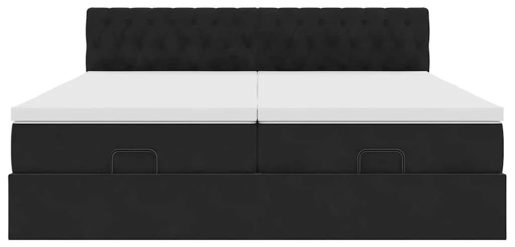 Οθωμανικό κρεβάτι με στρώματα Μαύρο 180x200cm Velvet 3312094