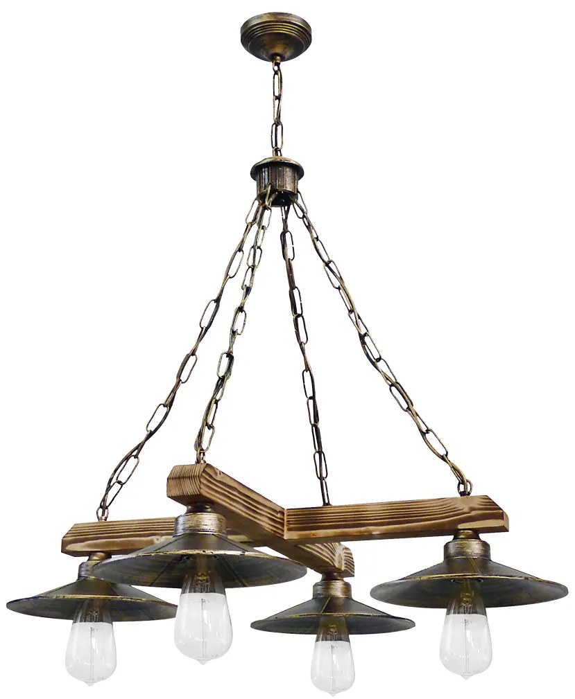 Φωτιστικό Οροφής Πολύφωτο Heronia Petra 30-0053 Bronze/Natural Wood