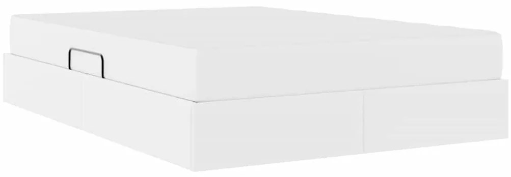 vidaXL Κρεβάτι με αποθηκευτικό χώρο και στρώμα 2 pcs Λευκό Δέρμα