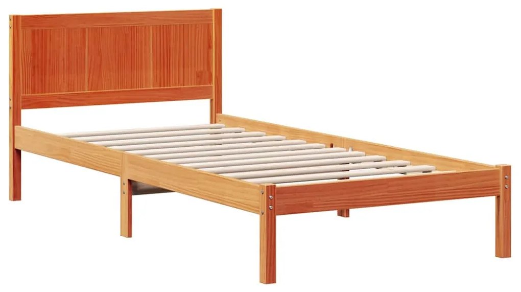 vidaXL Σκελετός Κρεβατιού Καφέ 90 x 190 cm Μασίφ ξύλο πεύκου