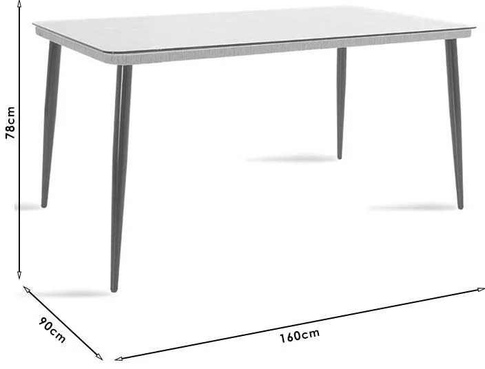 Τραπεζαρία Naoki σετ 7τεμ pe γκρι-μέταλλο μαύρο 160x90x78 εκ.