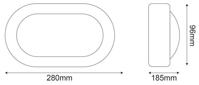 ΑΠΛΙΚΑ ΛΕΥΚΗ ΙΡ54 Ε27 max.60W  280 x 185 x 96mm  RAL C3619M