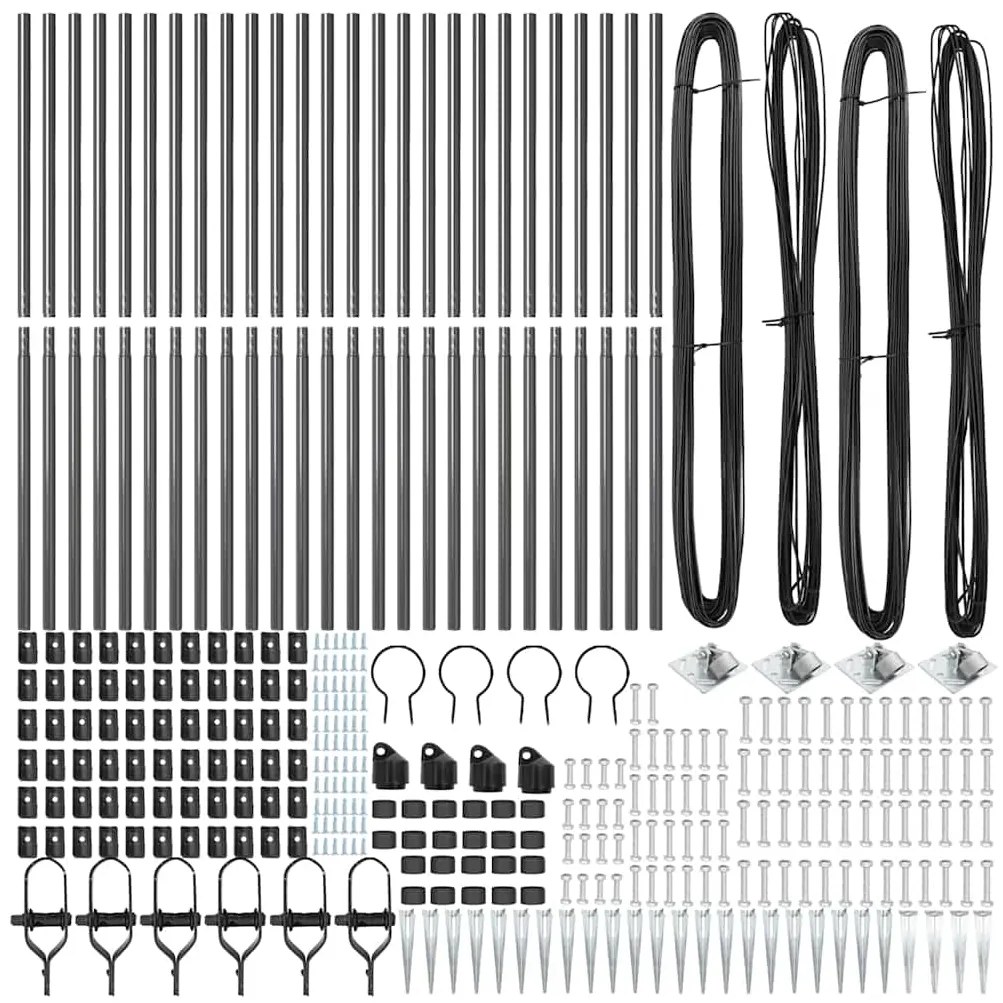 vidaXL Στύλος Περιφράξεων 26 pcs Ασημί 3.2 x 3.2 x 170 εκ Ατσάλι