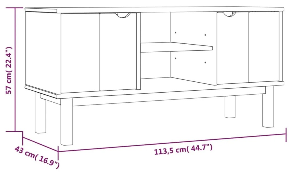 vidaXL Έπιπλο Τηλεόρασης OTTA 113,5 x 43 x 57 εκ. Μασίφ Ξύλο Πεύκου