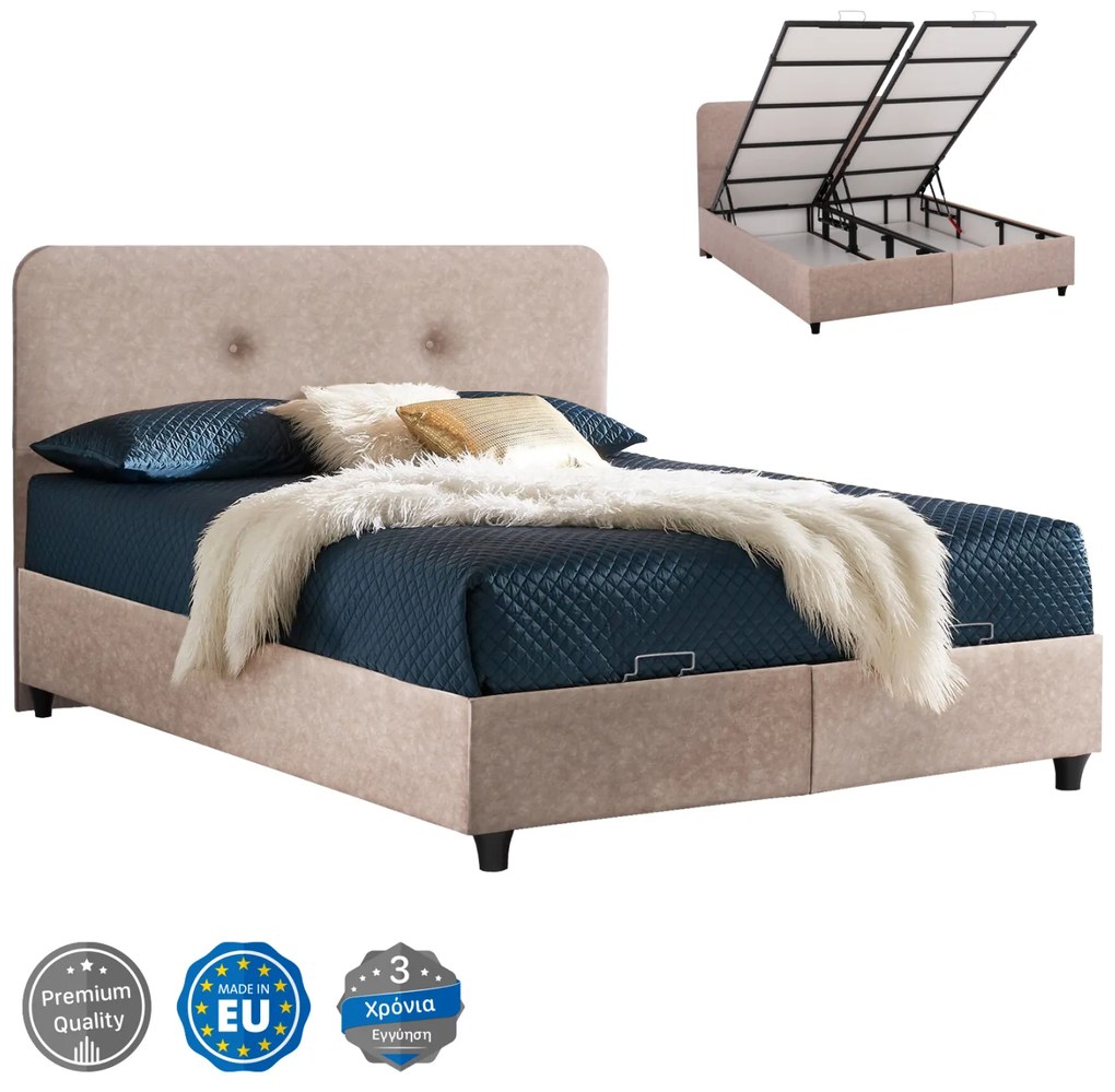 Intrahome ΚΡΕΒΑΤΙ UPINGTON ΜΕ ΑΠΟΘΗΚΕΥΤΙΚΟ ΜΠΕΖ ΥΦΑΣΜΑ .22 ΓΙΑ ΣΤΡΩΜΑ 160x200 εκ. intraho-1610841