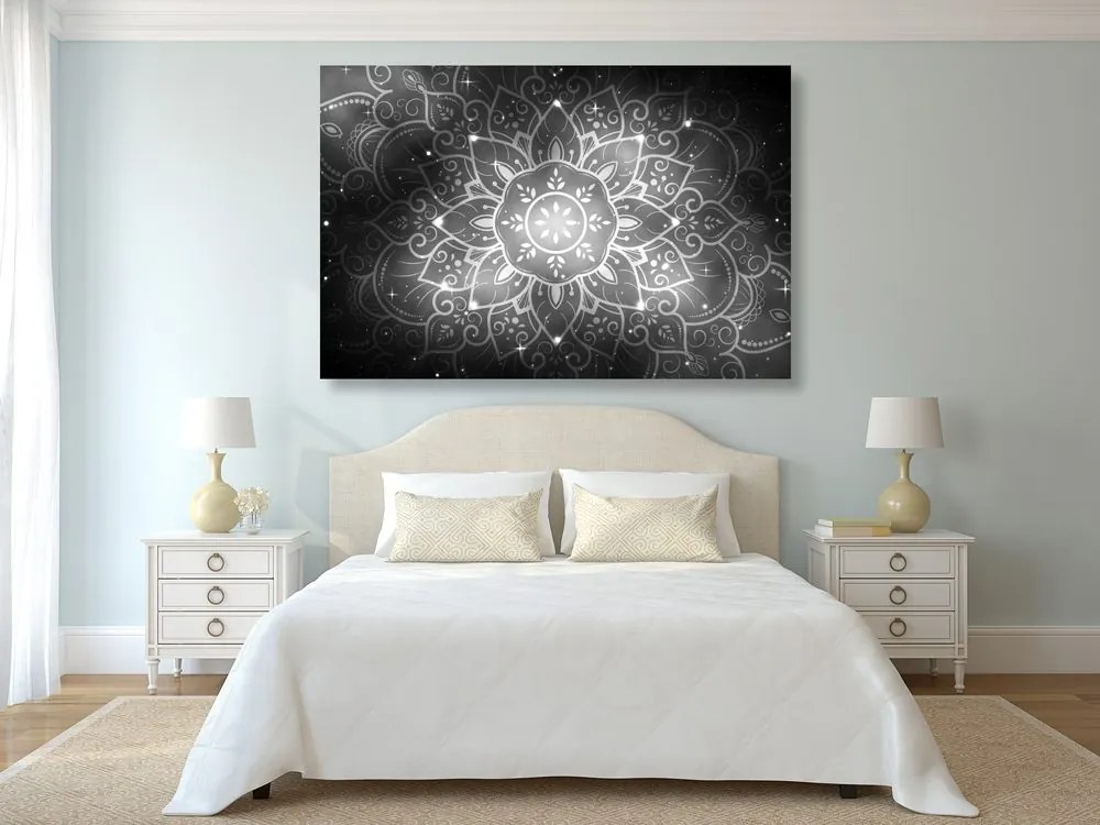 Εικόνα Mandala με γαλαξιακό φόντο σε ασπρόμαυρο - 60x40