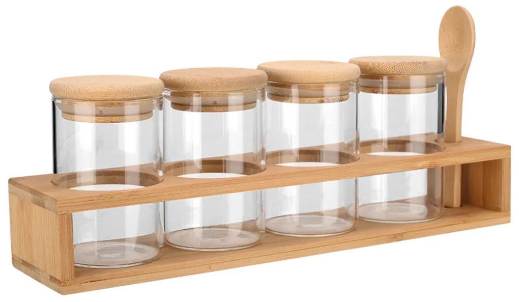 Βαζάκια Μπαχαρικών (Σετ 5τμχ) Σε Σταντ Estia Bamboo Essentials 01-28206