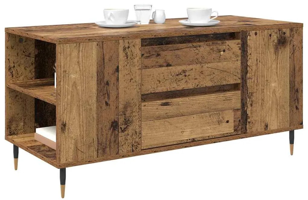 vidaXL Τραπεζάκι σαλονιού with Drawer Παλαιό ξύλο 102 x 44.5 x 50 εκ
