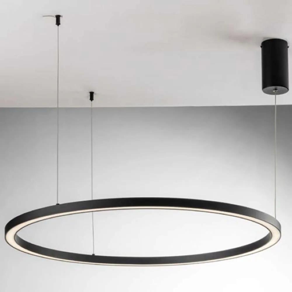 Φωτιστικό Οροφής Hoop LED-HOOP-S80-NER 40W Led Φ80cm 150cm Black Luce Ambiente Design Αλουμίνιο