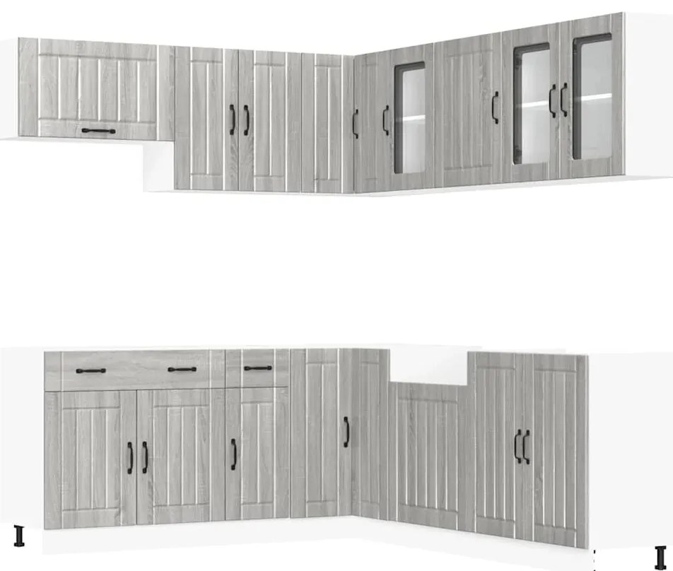 vidaXL Σετ Ντουλάπια Κουζίνας 11 τεμ. Lucca Γκρι Sonoma Επεξ. Ξύλο