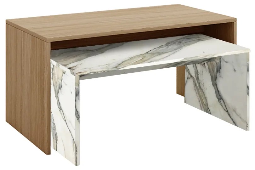 TUNUSIA COFFEE TABLE ARTISAN OAK TUNUSIA ΜΑΡΜΑΡΟ 90/80x45xH45/34cm - 04-0835